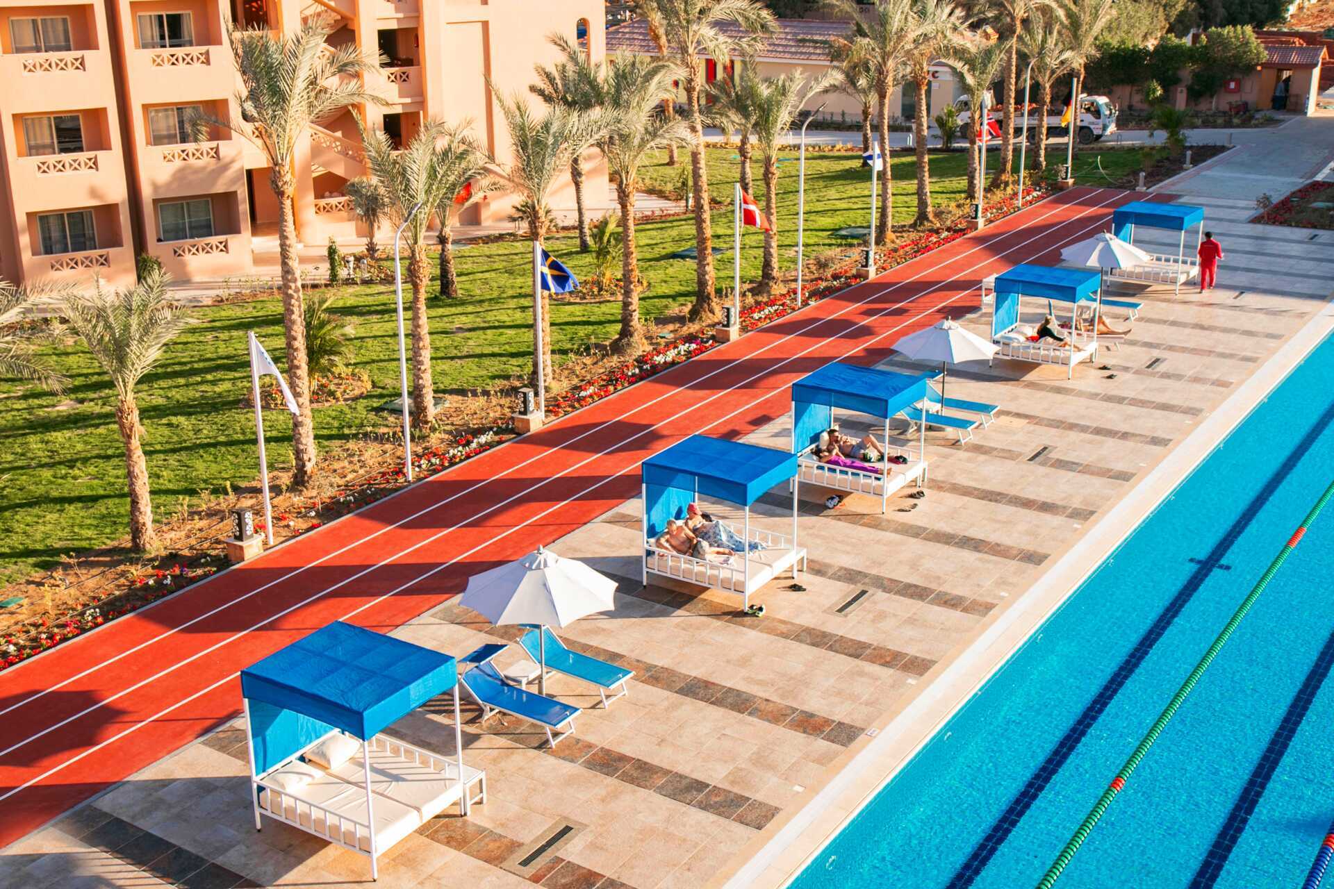 Sprinttirata Aqua Vista -hotellissa Hurghadassa, Egyptissä.