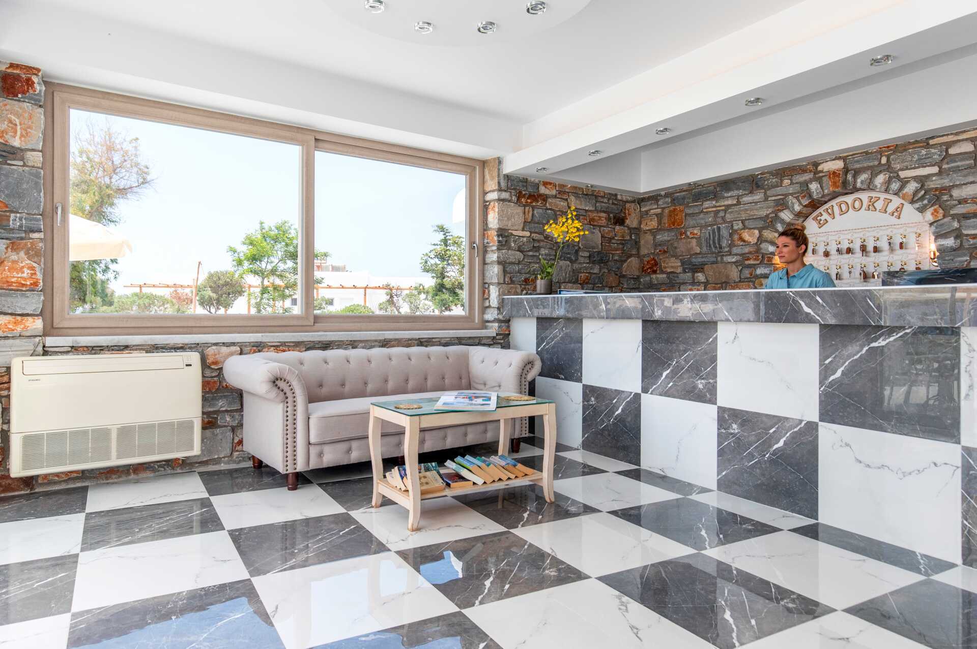 Aula hotelli Evdokiassa Naxoksella.