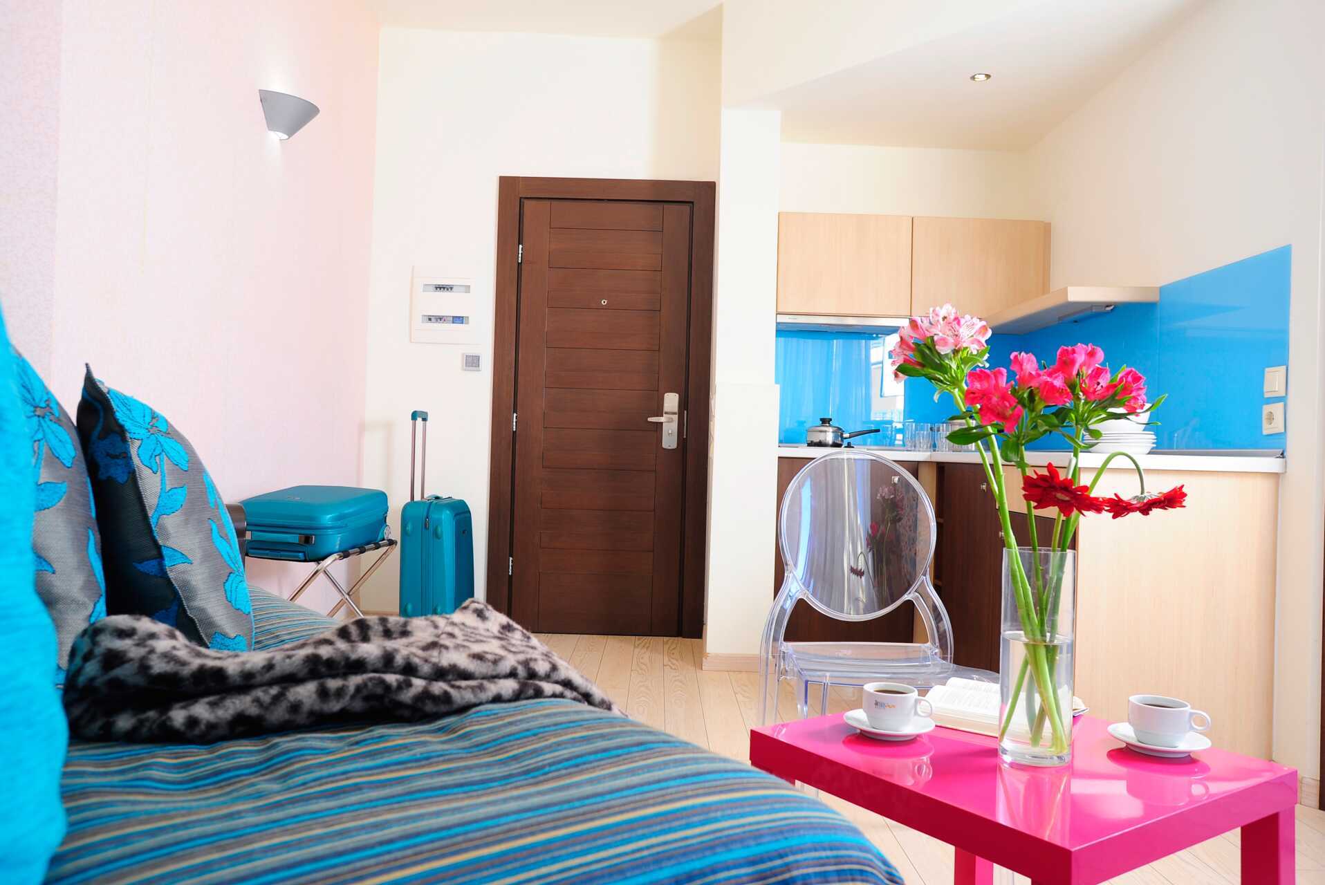 Kaksio Hotelli Steriksessä Rethymnonin kaupungissa Kreetalla, Kreikassa.