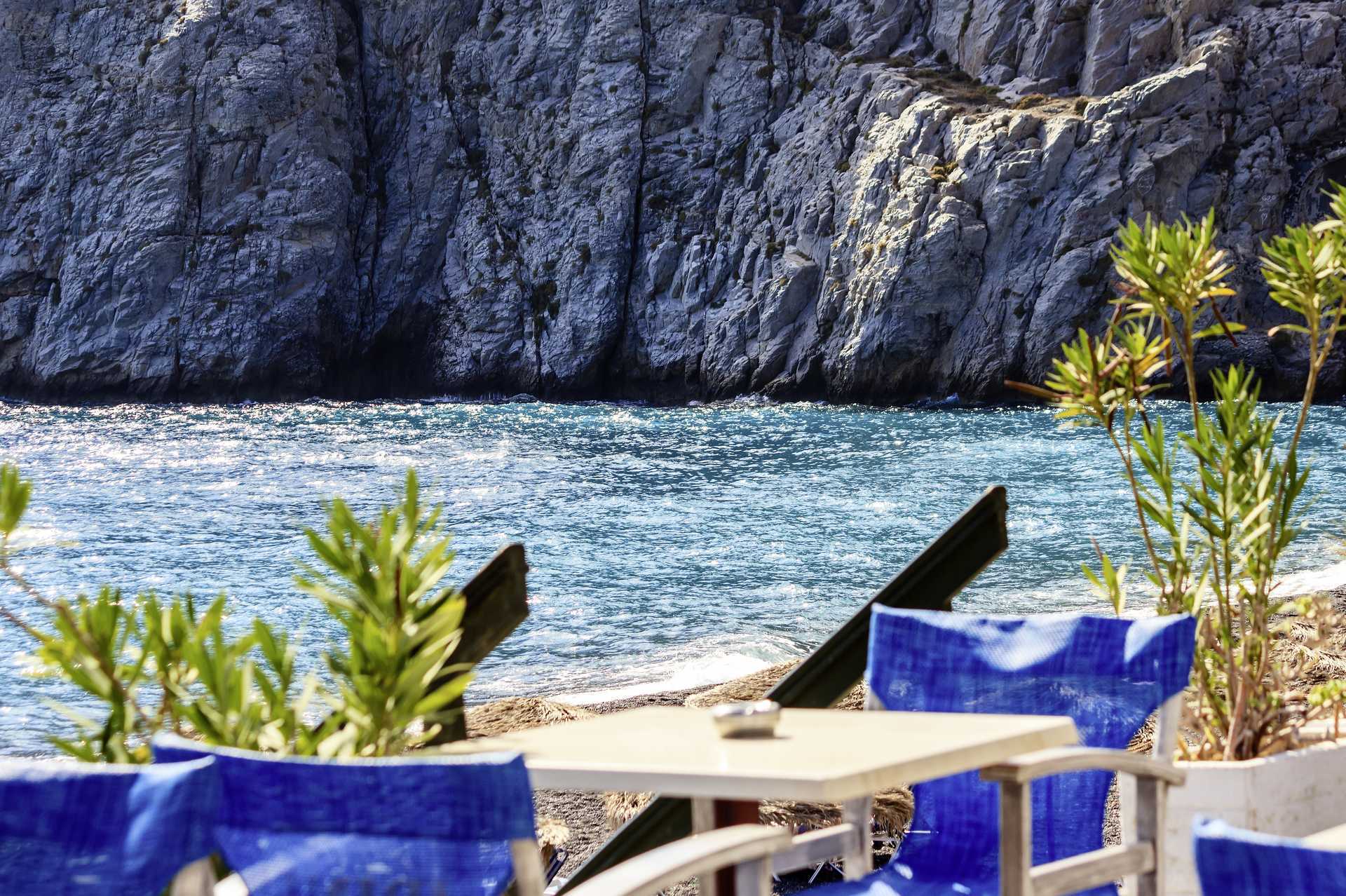 Lounasravintola. Kamari, Santorini, Kreikka.